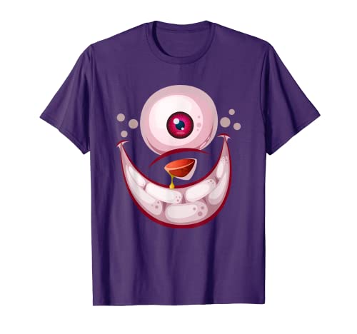 Lindo monstruo cara de Halloween grupo fácil traje de dibujos animados Camiseta