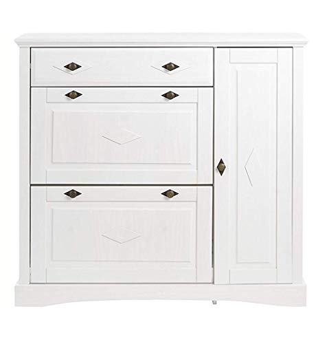 Image of APRODZ Mango Wood Azee Shoe Cabinet for Home | Shoe Rack Organiser | White Finish