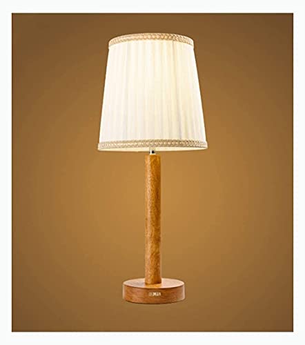 Lampe de chevet de chambre simple en bois de caoutchouc brun