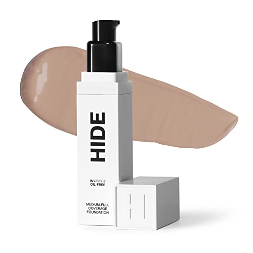 HIDE PREMIUM Liquid Foundation, Multi-Use Waterproof Foundation, Medium/Full Coverage Foundation, Shades for All Skin Types (See Shade Finder), Light Beige, 1 fl oz