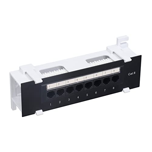 Panel de conexiones rack CAT6 de 8 puertos Jeffergarden en ABS resistente con cableado T568A B 3