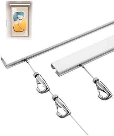 Invisible Picture Hanging Kit - Adjustable Steel Cable for Home Gallery, Canvas Art Displays - Strong, Easy-to-Use Hanger Hardware (300cm/117in, 1 Hook) for Wall Decor