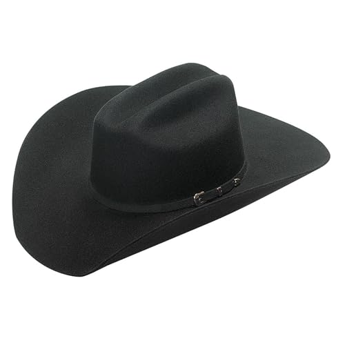 Twister Men's 3X Select Wool Western Hat – Santa Fe Style with Self-Band & 3-Piece Buckle – 6-1/2 Inches, Black
