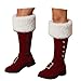 Mid Calf Boots Women Christmas Santa Claus Boots Winter Warm Fur Lined Boot Fashion Wide Calf Knee High Boot