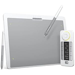 XENCELABS DrawingTablet Medium, Graphic Tablets with 40 Customizable Quick Keys, 12″ Ultrathin Pen Tablet with 2 Battery-Free Stylus, 8192 Levels Pressure for Win/Win 11 ARM/Mac/Linux, Nebula White