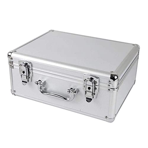 HYCy Aluminium Werkzeugkoffer, Werkzeugkoffer Haushaltstragekoffer Aktenkoffer Toolbox mit Schaumstoff, Silber (Silber) – Bild 3