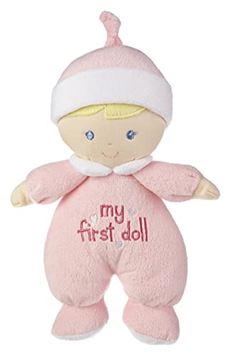 Image of Ganz My First Doll Soft Plush Doll with Blonde Hair and Pink Outfit - I Rattle!