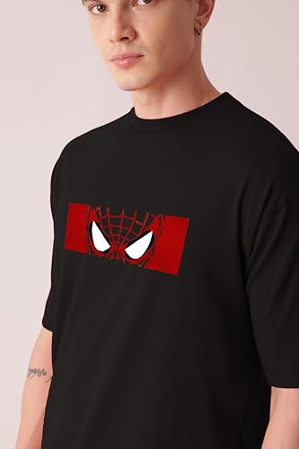 Image of Unisex 100% Cotton Superhero Graphic Printed Drop Shoulder Oversized Fit T-Shirt for Men and Women