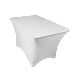 GFCC 4FT White Rrectangular Stretch Tablecloth for 4FT Table