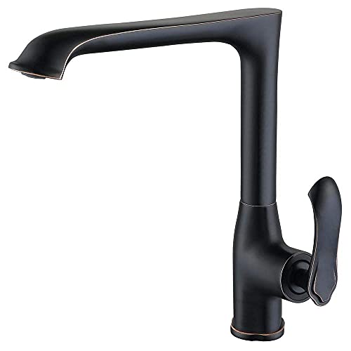 Robinet de cuisine en cuivre noir et orbe lavé au design rétro élégant