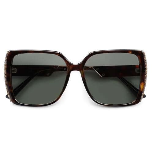 AMOMOMA Oversized Square Sunglasses for Women Polarized Fashion Trendy Retro Rhine Stone Shades AM66332