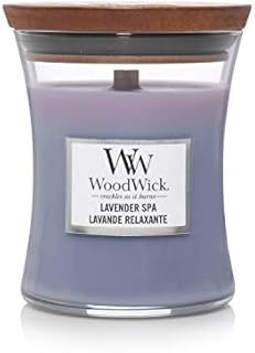 Woodwick Medium Hourglass Scented Candle | Lavender Spa | with Crackling Wick | Burn Time: Up to 60 Hours, Lavender Spa