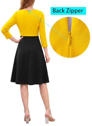 Image of VFSHOW Womens Front Zipper Work Business Casual Office Church A Line Dress
