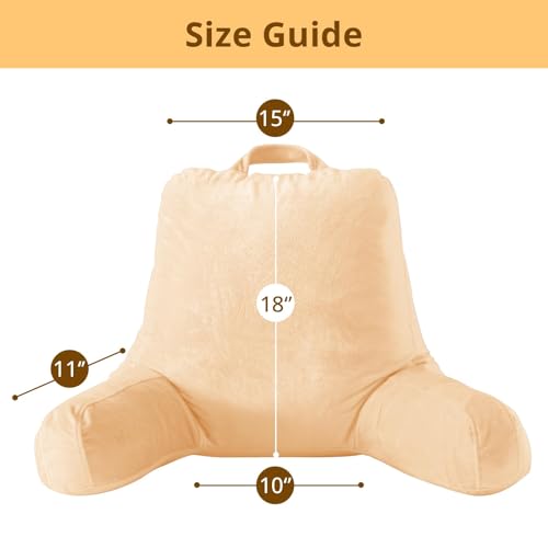 Image of Sasttie Reading Pillow for Bed, Back Pillow for Sitting Up, Camel