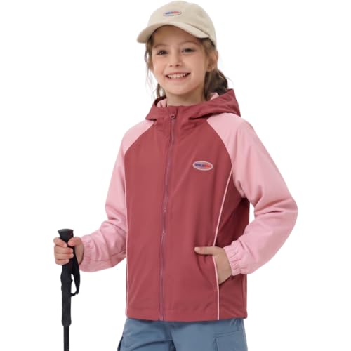 Image of WELAKEN Lightweight Jacket for Girls Kid Teen Waterproof Windbreaker Hooded Rain Coats with Pockets
