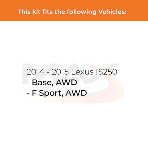 Image of Max Advanced Brakes Front & Rear Brake Kit Compatible With 2014 2015 Lexus IS250 Base /F Sport w /AWD Replacement Geomet Coated OE Disc Brake Rotors and Ceramic Brake Pads
