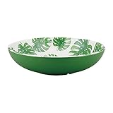 UP UPware Monstera Leaf Melamine Serving Bowl, BPA-Free Tropical Print Green Bowl for Salad, Fruit, Pasta, or Outdoor Entertaining, 11.875 Inch