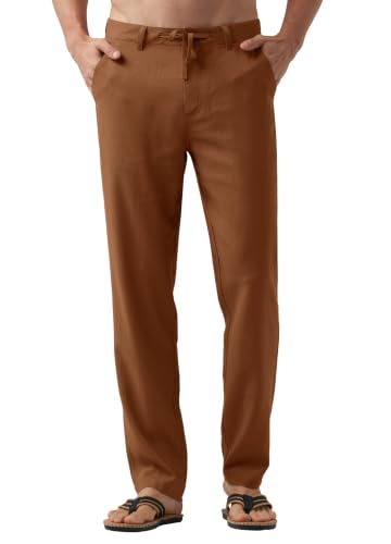 Image of Willit Men's Linen Pants Casual Lightweight Drawstring 29 inch 30 inch 32 inch