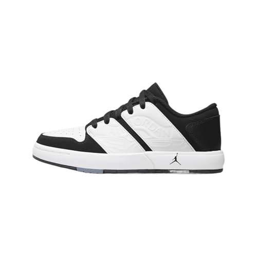 Jordan Nu Retro 1 Low Big Kids' Shoes (FB4412-100, White/White/Black) Size 6