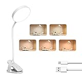 Leselampe Bett, 36 LEDs Touch-Dimmen Klemmlampe, 5 Farbe und 5 Helligkeit Augenschutz Bettlampe,360°Flexibel Schwanenhals LED Klemmleuchte USB Wiederaufladbar, Leselampe Kinder
