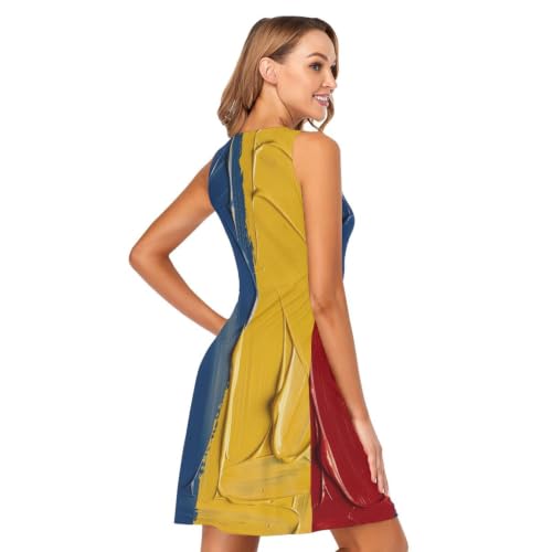 Vestido de Colombia sin mangas para verano con bolsillos prácticos y diseño casual de bandera 5