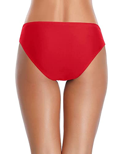 Image of Tempt Me Women Twist Bikini Bottom Moderate High Cut Bathing Suit Bottoms Ruched Swimsuit Bottom