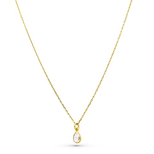GLORIA JOYAS Collar Gargantilla Circonita en Plata de Ley 925 y acabado en Oro de 18 quilates con Chapado de 2 micras