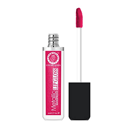 Image of Colors Queen Metallic Waterproof Lip Gloss | Lightweight Lip Gloss with High Shine | Glossy Liquid Lipstick with Shimmer for Smooth & Shiny Lips, Non-Sticky Formula (05 - Runway Red)