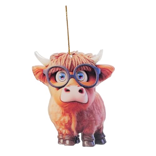 Ornement vache des highlands suspendu pour rétro-viseur de voiture et déco de maison
