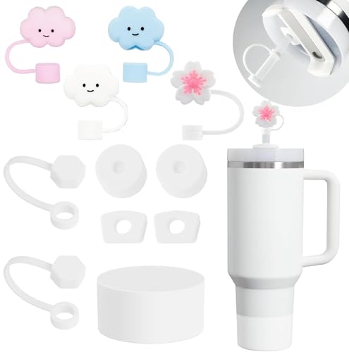 Frundoo Stanley Cup Accessori Set comprende 6 coperchi per cannucce in silicone, 2 tappi per cannucce, 2 tappi rotondi, 1 copertura in silicone per tazze Stanley da 1,2 L e 850 ml -Prodotti brevettati