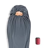 Litume Velour Fleece Sleeping Bag Liner Add Up to 14F, Anti Static Mummy Sleeping Sack Backpacking, Camping, Traveling, Lightweight Sleep Sack with Drawstring Hood (No Zipper)