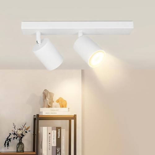 ZMH LED plafonnier blanc plafonnier: plafonnier GU10 projecteurs 2 flammes 350° projecteur de plafond rotatif lampe de couloir moderne projecteur mural...