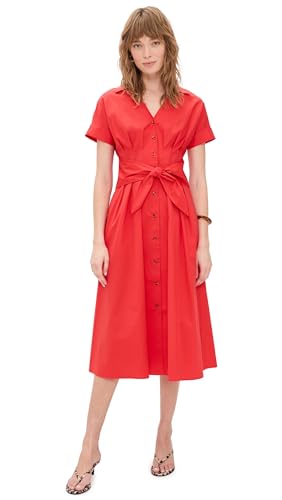 Shoshanna Womens Tomato Cotton Poplin Beatrice Dress Tomato 6