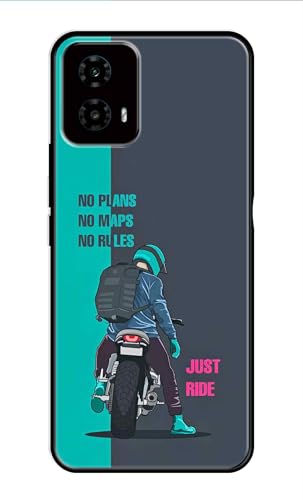 Image of Metal TPU Printed Back Cover for Motorola Moto G34 5G (Just Ride Traveller) 360 Degree Protection | Camera Protection -25092024(AH)