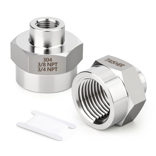 TAISHER 2PCS Forging of 304 SS Hex Coupling,3/4" x 3/8" NPT Female Pipe