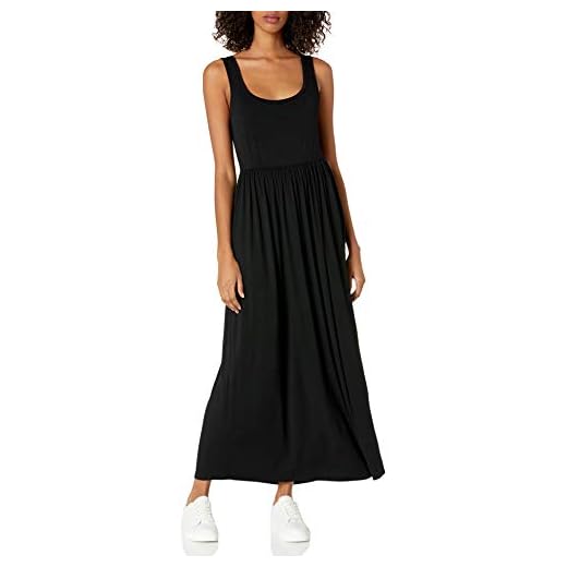 Amazon Essentials Women's Tank Waisted Maxi Dress (Available in Plus Size), Black, Large