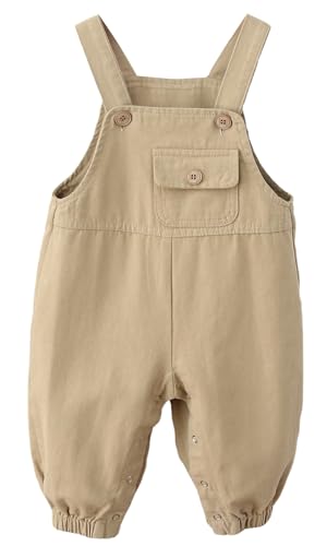 Image of SEAUR Baby Boy Girl Cotton Overalls Casual Button Bib Suspender Pants Cute Romper Loose Jumpsuit One Piece Basic Outfit