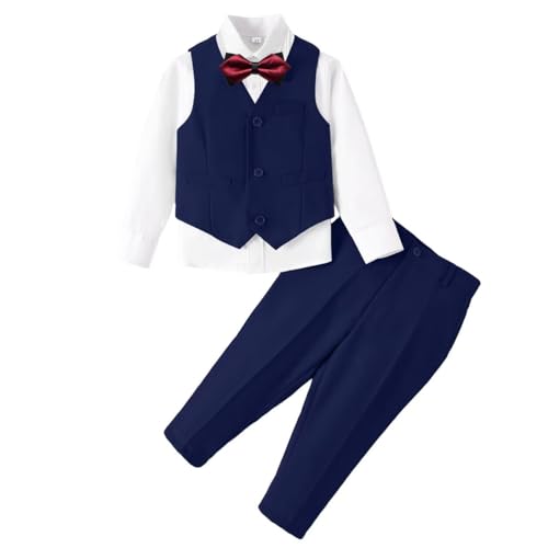 Image of Baby Boys Clothes Suits Toddler Formal Gentleman Wedding Outfit Dress 4Pcs Infant Suit Sets