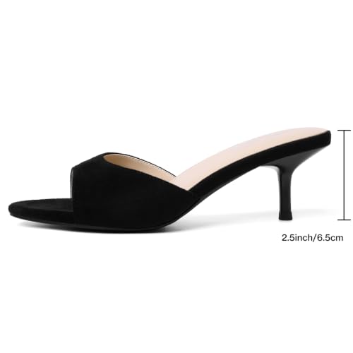 Image of Mostrin Kitten Heels for Women Pointed Toe Vintage Mules Heels Sexy Slip on Stiletto Backless Sandals for Party Wedding Daily