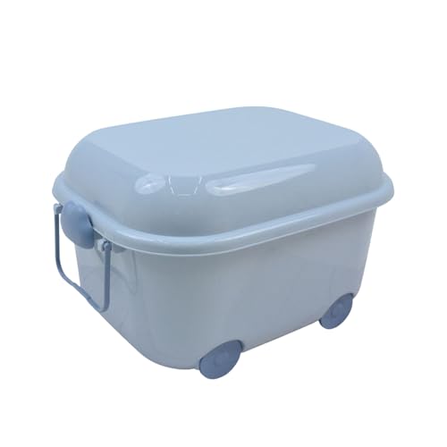 Image of Baby Bucket Drug Storage Box - Children's Toy Trunk With Cover and Pulley, Cartoon Series (35.5 x 27.5 x 22.4 cm) - Blue, 15Ltr