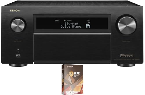 Denon AVR-X6800H 11.4 Channel 8K Receiver with 3D Audio and Dolby Atmos with an Additional 3 Year Extended Amber Protection (2023), Black