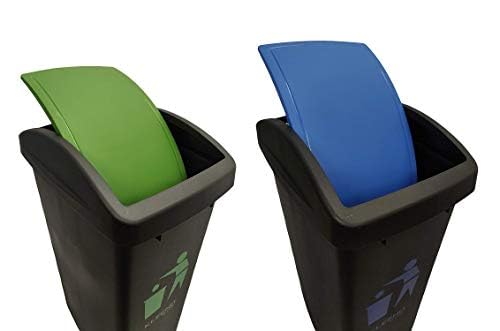 Image of Cello Plastic Garbage Swing-Lid Dustbin 48 Ltr, Green & Blue (COMBO)