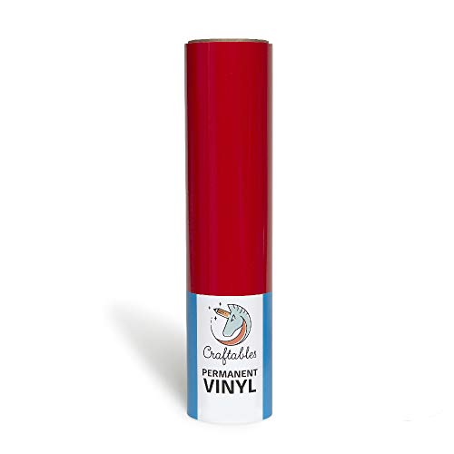 Craftables Red Vinyl Roll - Permanent, Adhesive, Glossy & Waterproof | 12