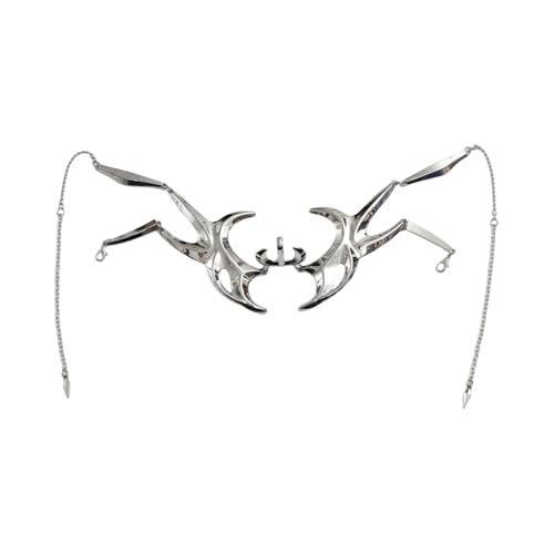 Image of CHICTRY Cyber Punk Masks Metal Silver Irregular Chain Masks For Masquerade Halloween Party Jaw Wear One Size
