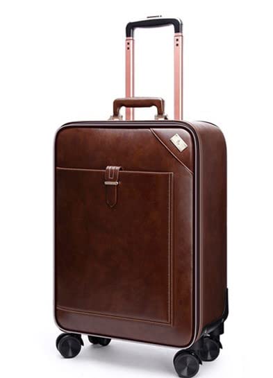 LUXURY LEATHER LUGGAGE 20 (BROWN)