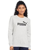 PUMA Women's Essential Logo Fleece Crew, Light Gray Heather, XS