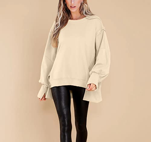 Image of BWQ Womens Oversized Sweatshirt Crewneck Long Sleeve Shirts Pullover Sweatshirts S-2XL