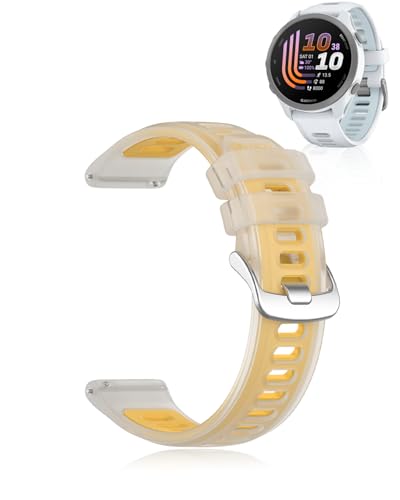 yystao Pasek do smartwatcha Garmin Forerunner 170/70, miękki silikonowy pasek do zegarka, 20 mm, oddychający i wodoszczelny, dla kobiet i mężczyzn, ciepły, słoneczny żółty
