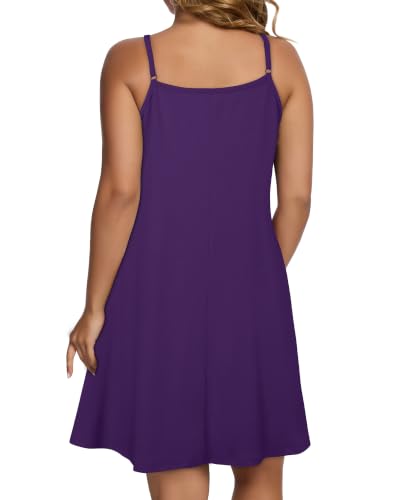 Image of Womens Spaghetti Strap Dress Summer Dresses Beach Pocket Casual Sundresses