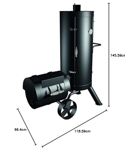 Foto von tepro Holzkohlegrill Räucherofen Fairfax, Räucherfass ca. 103,8 x 45,4 cm Ø, Grillfläche: ca. 41,2 x 38,8 cm, Schwarz, 1104N